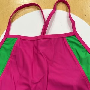 TYR FEMALE PERFORMANCE ONE PIECE SUIT SIZE 36 PINK/GREEN BRAND NEW